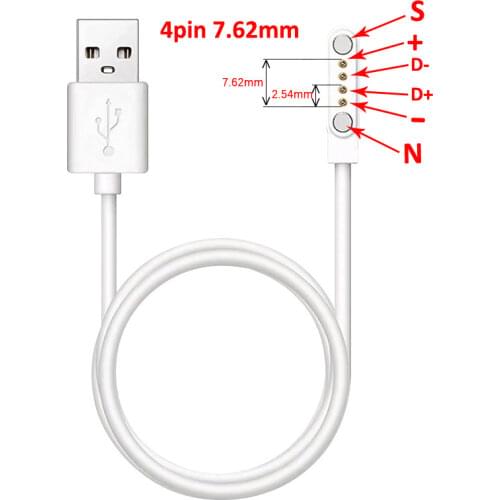 Universal 4pin 7.62mm Smartwatch Magnetic Charging Cable USB Replace Y95 KW18 KW88 KW98 DM 4 Pin Magnetic Charger Cord