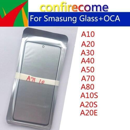 50Pcs\Lot For Samsung A10 A20 A20E A30 A40 A50 A70 A90 A10S A20S LCD Front Touch Screen Lens Glass with OCA Glue Replacement