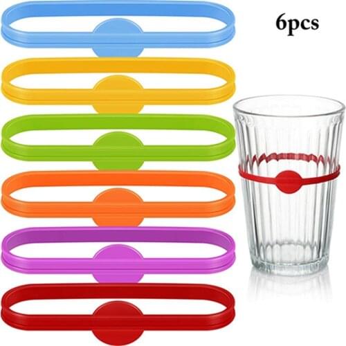 6pcs For Bar Party Wine Labels Glasses Drinking Tag Set Food Grade Silicone Mark Long Strips Goblet Tag Glass Markers
