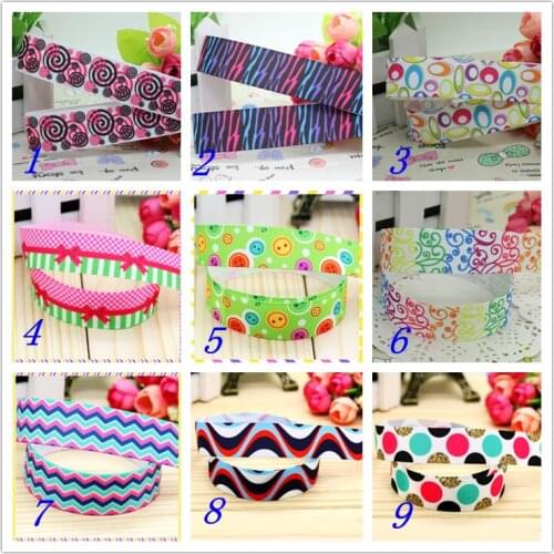 7/8'' Free shipping pattern dots swirl printed grosgrain ribbon hairbow headwear party decoration diy wholesale OEM 22mm D389