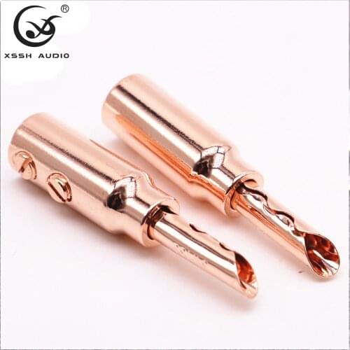 8pcs XSSH YIVO Hi-end HiFi Audio Video Plugs connectors Red Pure Copper plating silver banana Plug Connector