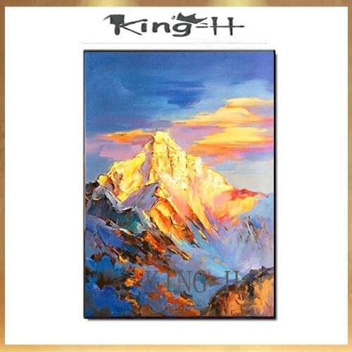 Abstract Textured Gold Foil Design Mountain Oil Painting Handmade Abstract Landscape Wall Canvas Art For Living Room Decoration