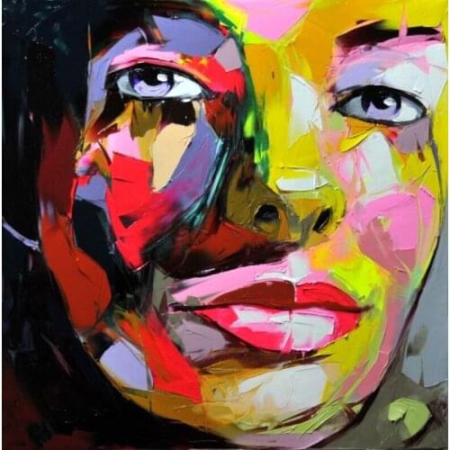 Free Shipping Handpainted Figure Portrait Art Oil Paintings Modern Abstract Art Colorful Wall Pictures Fashion Lady On Canvas