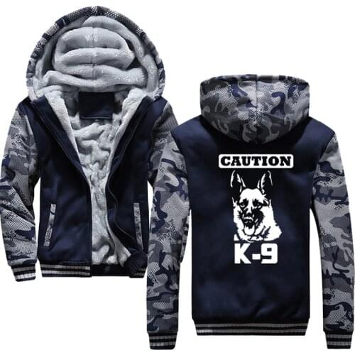 Free Shipping Print K9 German Shepherd Winter Warm Coat Printed Thicken Hoodie Winter Warm Coat Hoodie