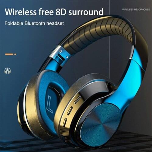 VIRWIR HiFi Foldable Headset Wireless Headphones Bluetooth Support TF Card/FM Radio/Bluetooth AUX Stereo Headset With Microphone