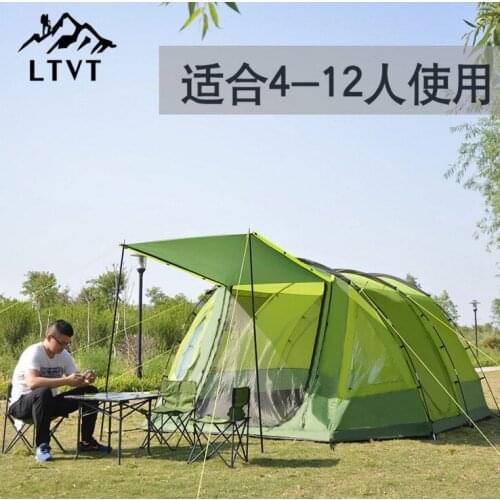 Large tunnel tents anti-rain 2 rooms camping tent 5-8 person outdoor 2 layer driving filed tent Canopy ventilation and easy use