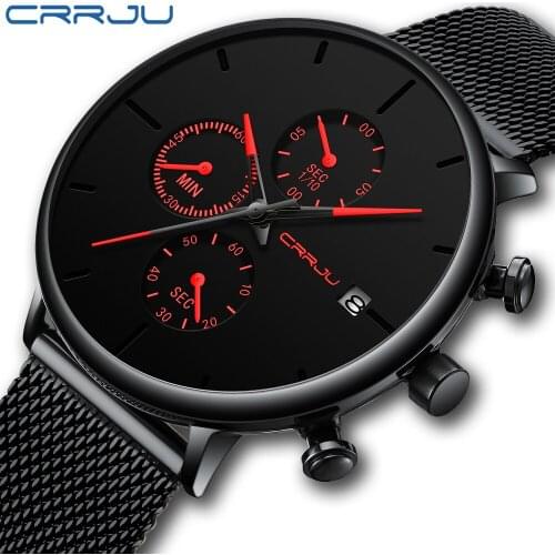 CRRJU Watch 2268 Montre Homme High Quality Ultra Thin Stainless Steel Waterproof Watches Men Wrist Quartz Business Wristwatches