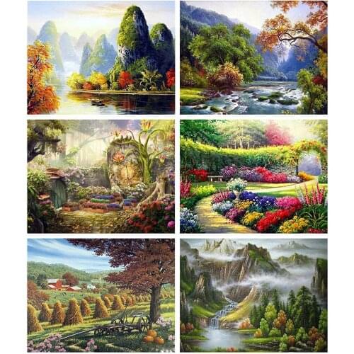 5D DIY Diamond Painting Full Drill Nature Garden Tree Diamond Mosaic Stitch Interior Paintings Art Picture Handicraft Home Decor