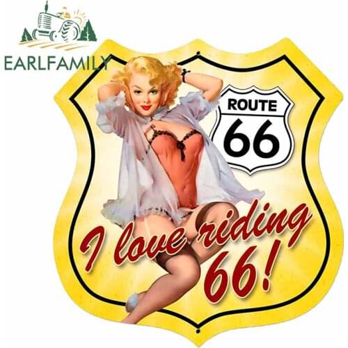 EARLFAMILY 13cm x 12.2cm For Route 66 Laptop Car Stickers Car Accessories Decal Waterproof Sunscreen Occlusion Scratch Decor
