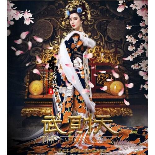 Delicate Crane Peony Empress Costume Tang Suit TV Drama Legend of Tang Empress Wu Meiniang Actress Costume