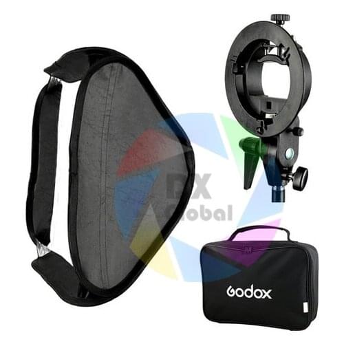 Godox S-Type Flash Speedlite Bracket Mount Holder + 60 x 60cm Softbox for Studio Photography
