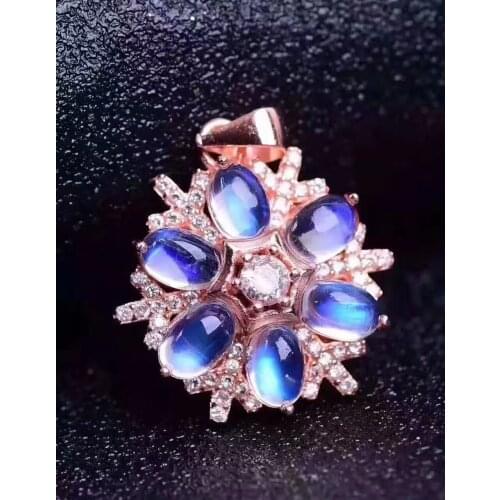 Natural moonstone gem Pendant natural gemstone pendant necklace S925 silver Mysterious energy claw round child gift jewelery