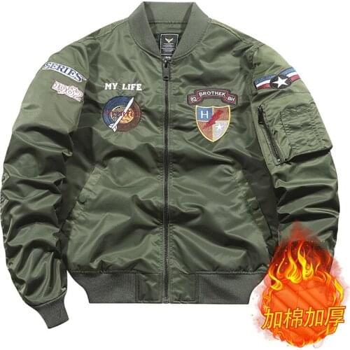 Fashion Hip Hop Streetwear Bomber Jacket Men Black Army Ma-1 Jackets Cotton Liner Thick/Thin Casual Autumn Coat 4XL