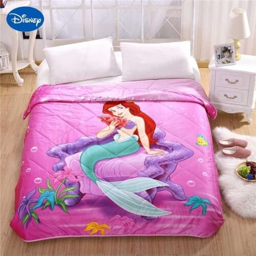 Disney Character Ariel Mermaid Princess Print Summer Quilts Comforter for Beds Single Twin Full Queen Size Soft Purple Color 3D