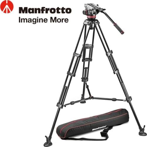 Manfrotto MVH502A, 546BK-1 502HD tripod set with double tube professional camera in pan/tilt head