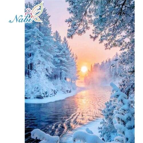 Nabi DIY 5D Diamond Embroidery sale Landscape Full Square Diamond Painting Cross Stitch Kits Mosaic Winter Needlework