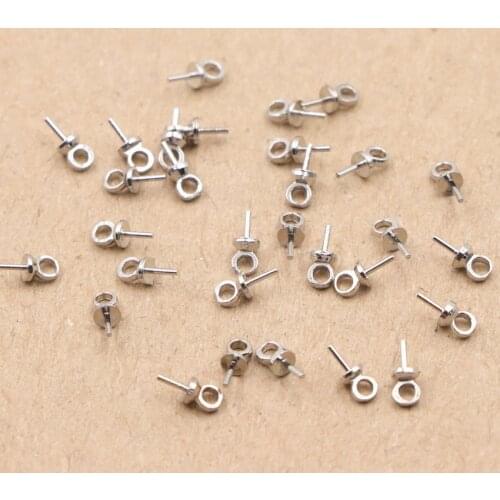 New 100PCS Silver Color Pearl Earring Back Setting Base Tip Cap DIY Dangle Pendant Hanger Jewelry Findings Accessories Part A902