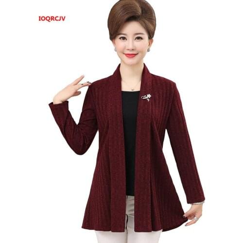 New Spring Autumn Fake Two Pieces Women Sweaters And Pullovers Knitted Bottoming Shirt Tops Mother Long Sleeve Coat Plus Size
