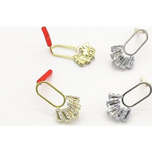 New Arrival! 25x15mm 50pcs Cubic Zirconia Oval Ear Stud for Handmade Earring DIY Parts,Jewelry Accessories Findings&Component