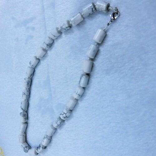 Wholesale 6pcs Bohemian Jewelry Natural Stone White Turquoises Onyx Columns Stone Matching Necklaces Women Beaded Necklace Free