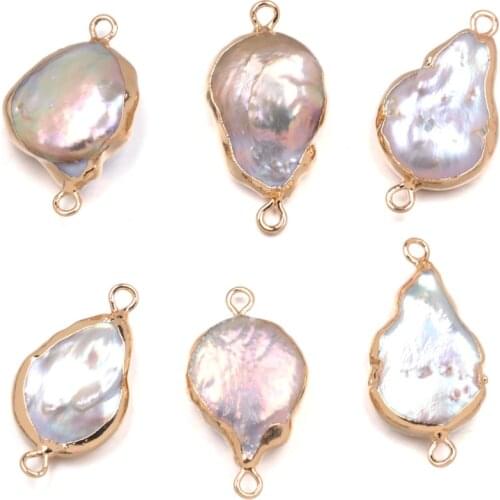 2020 New Natural Freshwater Pearl Pendant Double Hole Connector Pendants For Jewelry Making DIY Necklaces Accessories