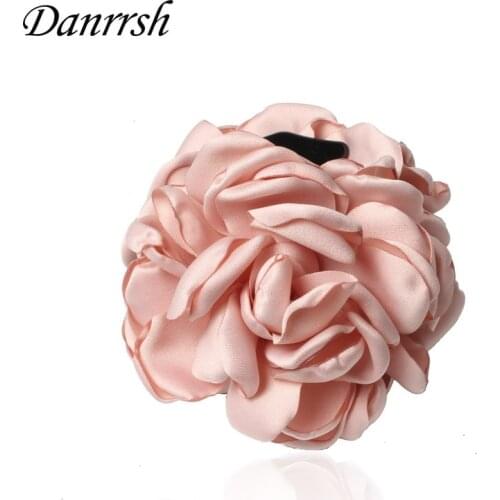 Fashion Girls Elegance Beauty Ribbon Hair Clips Large Fabric Flowers Plastic Hair Claws Headbands For Women Hair Accessories