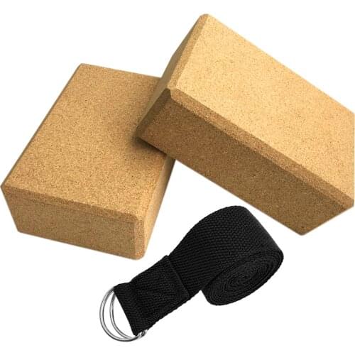 Yoga Cork Blocks With Adjustable Yoga Stretching Strap Yoga Cork Wood Bricks Adjustable Yoga Belt Yoga Band Sport Home