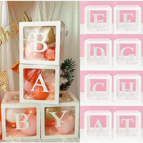 A To Z Letter Name Transparent Box for Baby Shower Birthday Wedding Decorations Diy Balloons Globos Arrangement Boxes 30cm