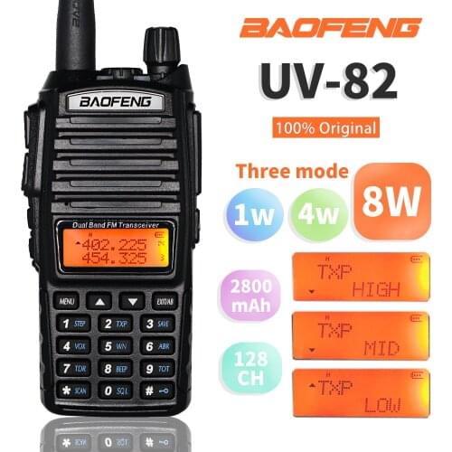 Tri-Power 8W Baofeng UV-82 Walkie Talkie UV82 Dual Band VHF/UHF Two Way Ham CB Radio 10KM Long Range Hunting FM Transceiver