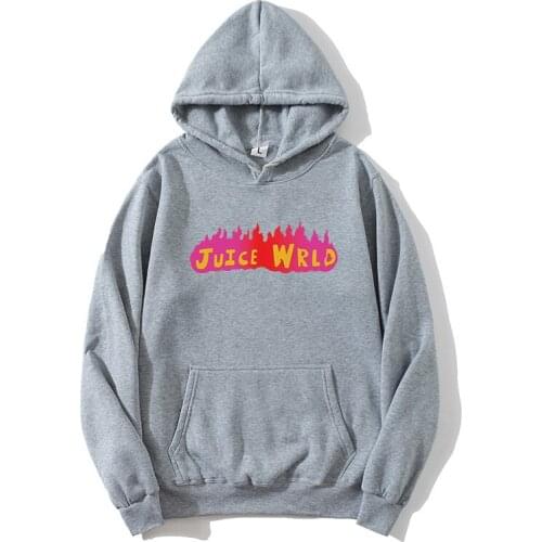 Hooded Sweatshirt Juice Wrld Juice Wrld Juicewrld Trap Rap Rainbow Trouble Juice World Red Flame J UICEWrld Hooded Sweatshirt