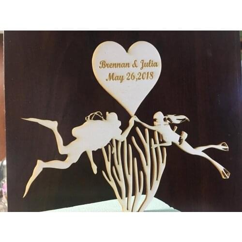 Custom Engraved cake topper, scuba divers cake toppers, custom scuba couple cake topper, wedding cake toppers, cake decorations