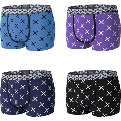 Underwear Men Boxer Cotton Mens Panties Lingerie Underwear Printed Boxershorts Men Brand Man Underpants Male Boxers 4PCS
