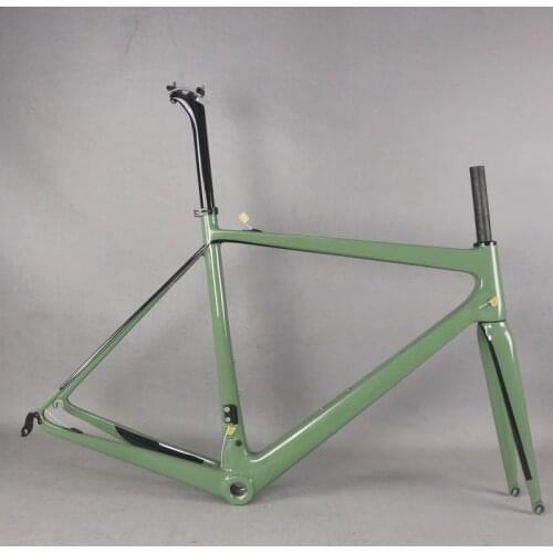 Carbon Fiber T1000 Road Bike Frame FM686 BSA Bottom Bracket Customized Green Paint With SGS certification Report