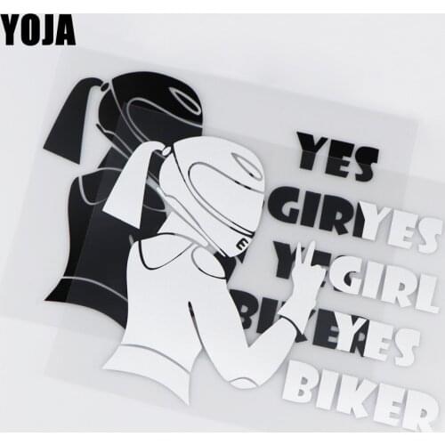 YOJA 19.6X15CM YES GIRL YES BIKER Car Sticker Funny Cartoon Vinyl Decal ZT2-0049