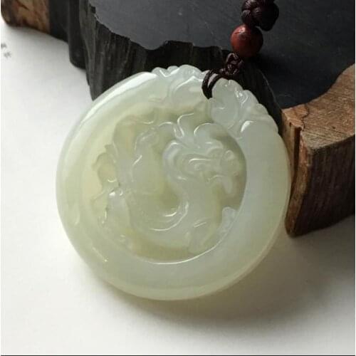 Xinjiang Hetian jade pendant ERON Mens hollow antique carving Pendant Pendant Long Yupei ERON brand