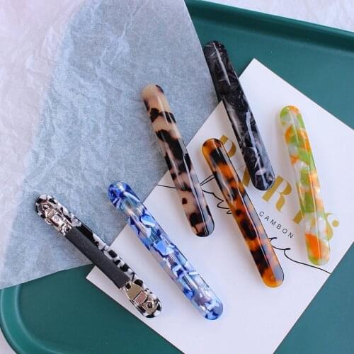 2020 Korean New Colorful Print Acetic Acid Acrylic Resin Hairgrips Hair Clips For Women Leopard Hairpins Wholesale