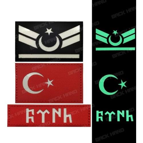 1 Pc Reflective Turkish Flag Patch Embroidery Police Patch Turkish Military Tactical Patch Epaulettes Night Recognition Badge