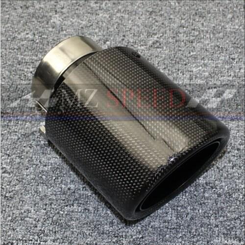 1Pcs Universal Car Styling High Quality Exhaust System Carbon Fiber Glossy Tail Pipe Black Stainless Steel Exhaust Pipe Tailpipe