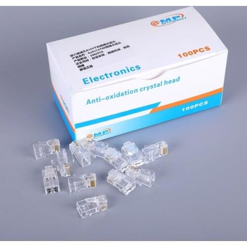 100PCS Cat6 8P8C RJ45 Modular Socket for CAT5 Cat6 LAN Network High Quality RJ45 Ethernet Cable Plugs Modular Adapter Connectors