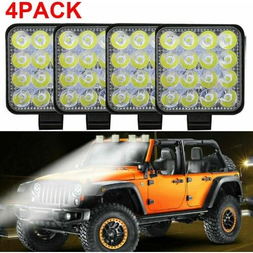 4PCS 48W 16 LED Work Light Fog Lamp For Truck Off Road Tractor Lights Square Bright LED Flood Work Light Bar Driving Fog Lamp