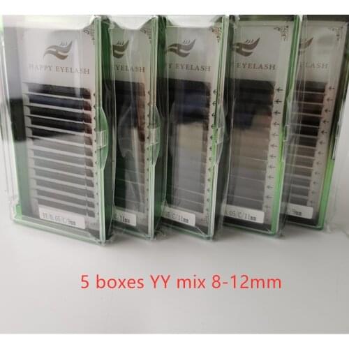 5 boxes YY Shape Premade Fans Eyelash Extensions For Salon Individual eyelashes 0.05 and 0.07 D and DD curl