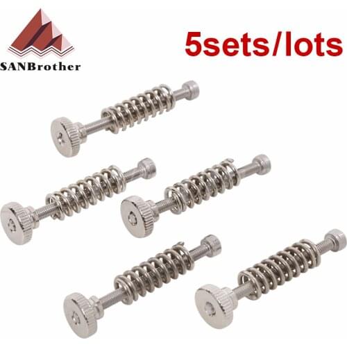 5PCS M3 screw 3D Printer parts Leveling components M3 screw Leveling spring Leveling knob suite for 3D printer Heating Bed