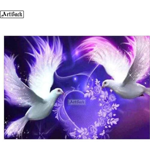 5d diy diamond painting cross stitch two doves heart pattern full square 3d diamond embroidery rhinestone diamond mosaic gift