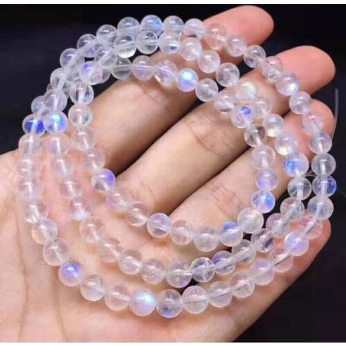 6mm Genuine Natural Blue Light Moonstone Crystal Round Bead Bracelet Drop Shipping