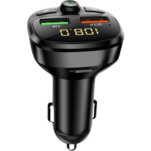 Bluetooth 5.0 Car Charger MP3 Player Wireless Audio Transmitter Car Radio Audio Adapter with 2 USB Fast Charger Port