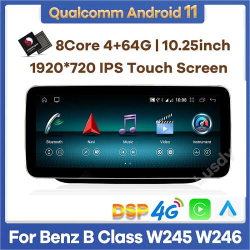 12.3" Android 10 Snapdragon 8Core 8+64G Car Multimedia Player GPS Stereo Radio Video for Mercedes Benz B Class B180 W245 W246