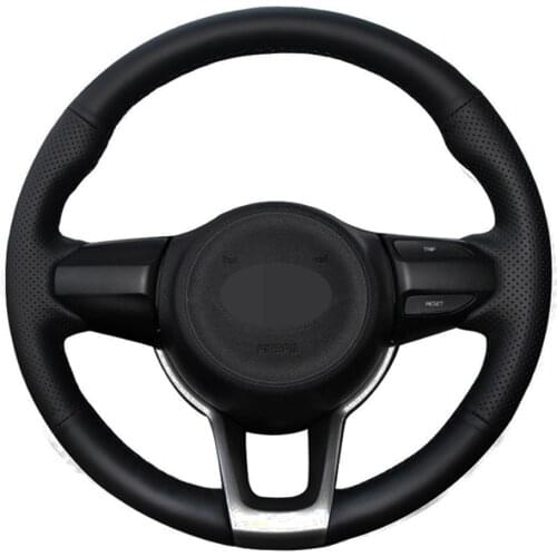 Car Steering Wheel Covers DIY Black Artificial Leather Steering Wheel Cover For Kia Rio 2017-2019 Rio5 2019 K2 Picanto Morning