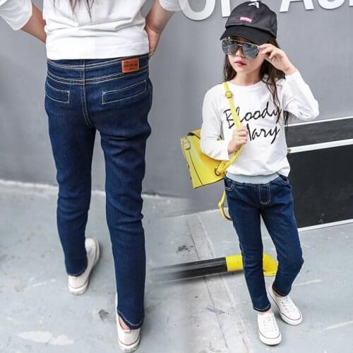 Children denim Pants girls thickened jeans baby kids solid leggings 2019 winter childrens clothes girl cotton pencil trousers