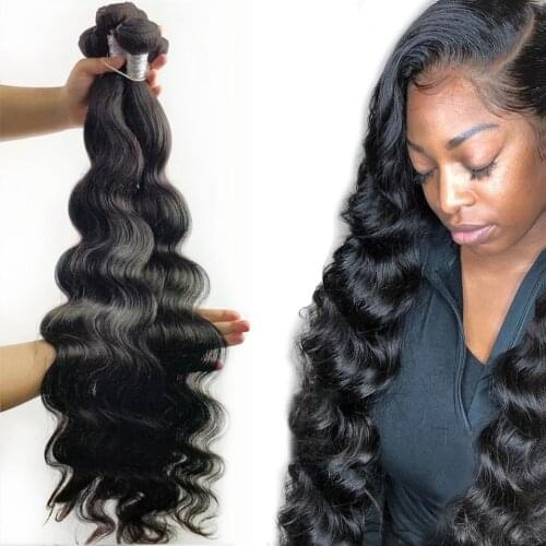 Fashow 32 34 36 38 40 inch Mongolian Hair Body Wave Hair Bundles Natural Color Human Hair Bundle Double Weft Remy Hair Weaves