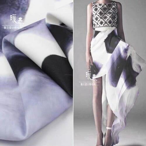 Printed Cotton Fabric Abstract Ink Style Air Layer Scuba Fabric DIY Fashion Clothes Coat Cheongsam Dress Designer Fabric